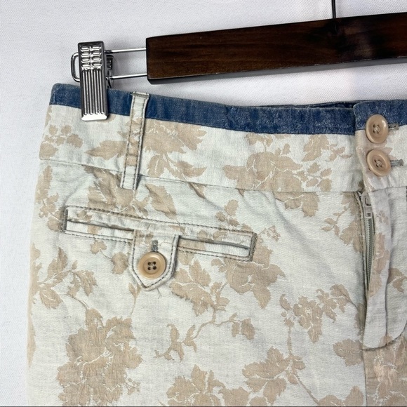 Anthropologie Cartonnier Charlie Beige Floral Cropped Trouser Pant 8 - Picture 3 of 4